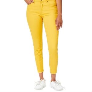 Nanette Lepore Yellow Golden Spice Frey-Hem Cropped Jeans Womens Size 4